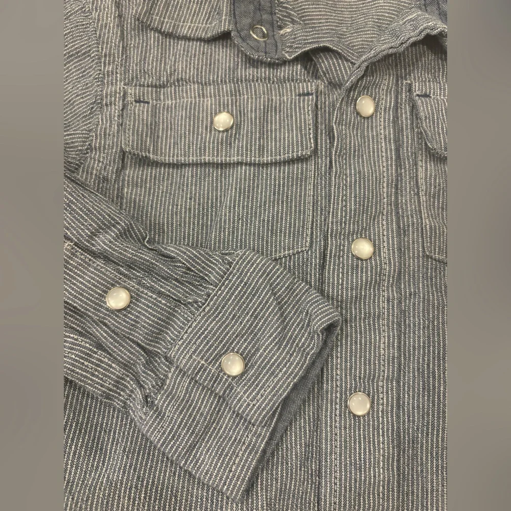 Gymboree Boys Long Sleeve Denim Blue/White Striped Button Down Size 4T